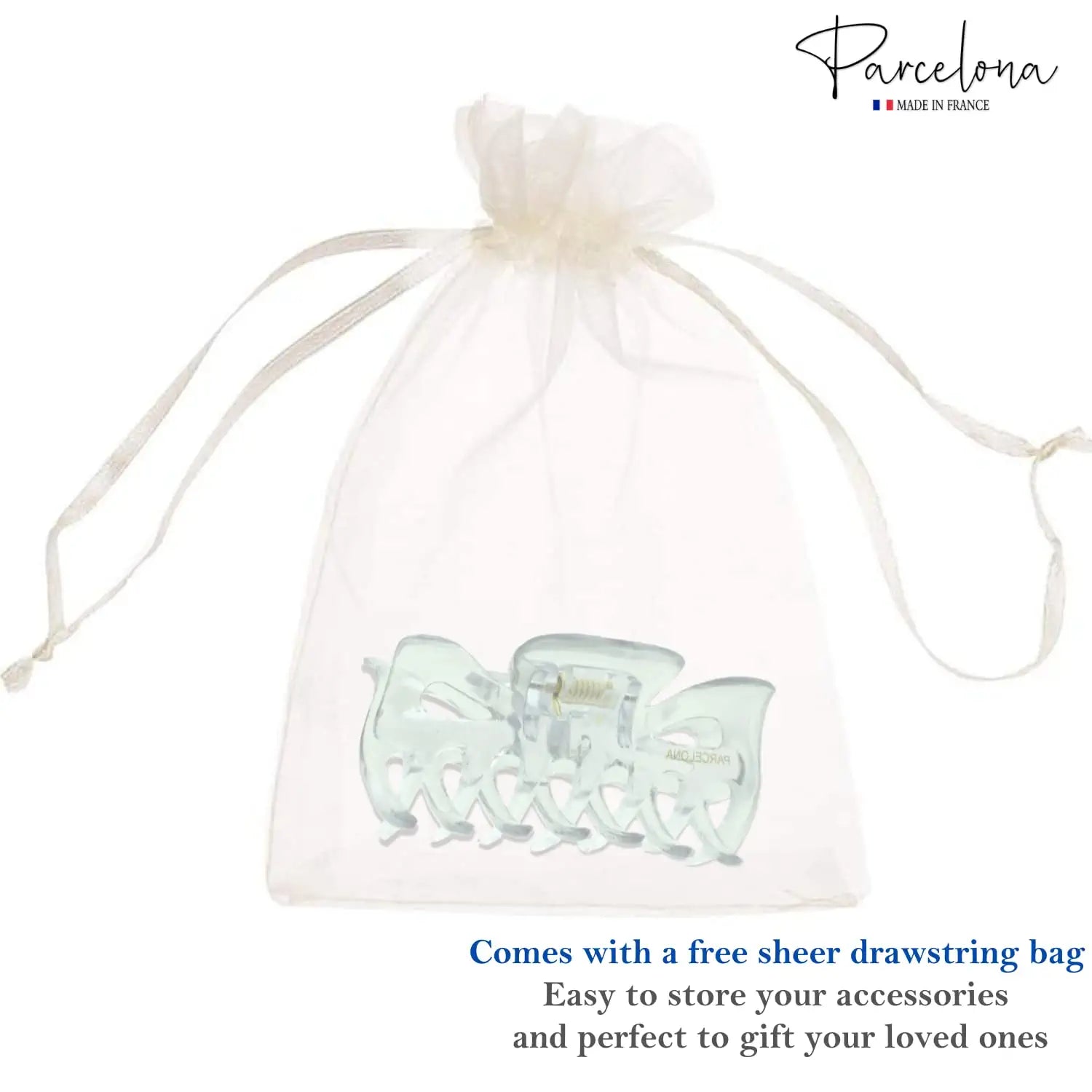 Parcelona French Classic Small 2.5" Celluloid Set of 2 Jaw Hair Claws for Women