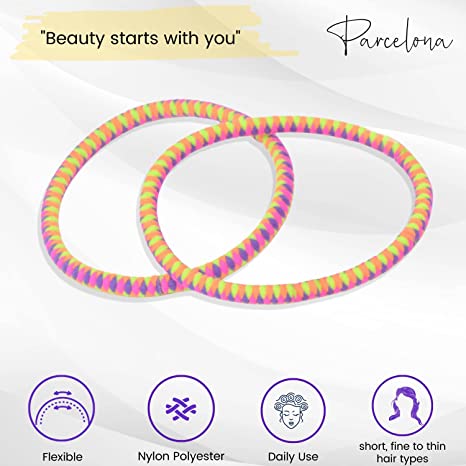 Parcelona Thin Stripes Set of 4 Ponytail Holder Elastic Hair Ties for Women