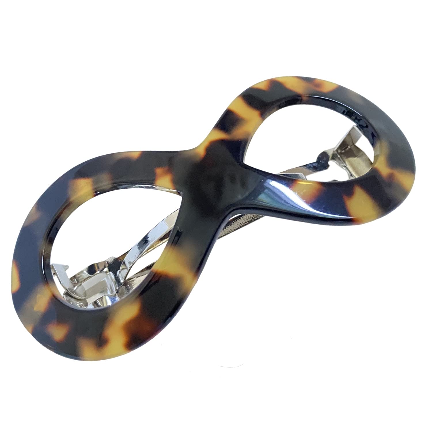 French Amie Infinity Loop 3” Cellulose Handmade Automatic Hair Barrette