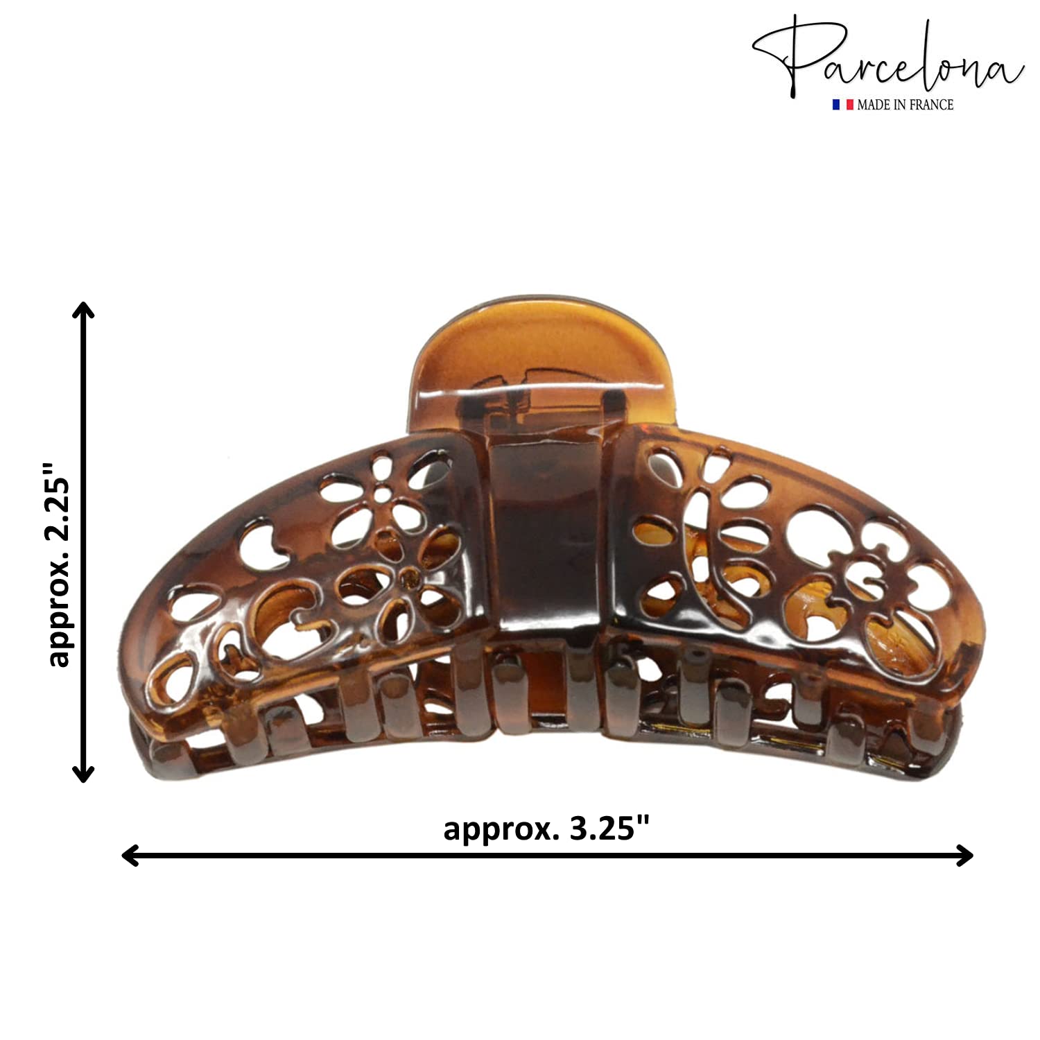 Parcelona French Fleur Shell Medium Covered Spring Cellulose Jaw Hair Claw Clip