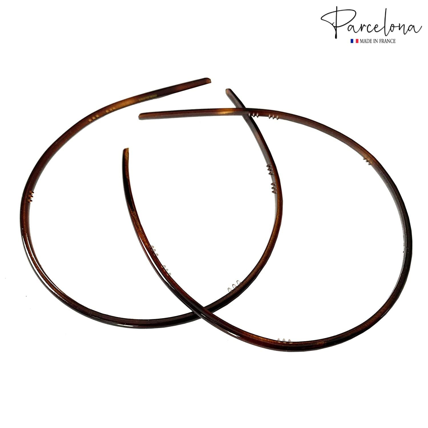 Parcelona French Ultra Thin Brown Cellulose Set of 2 Flexible Hair Headband