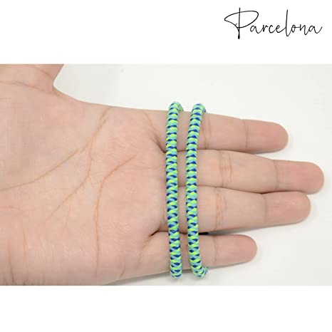 Parcelona Thin Stripes Set of 4 Ponytail Holder Elastic Hair Ties for Women