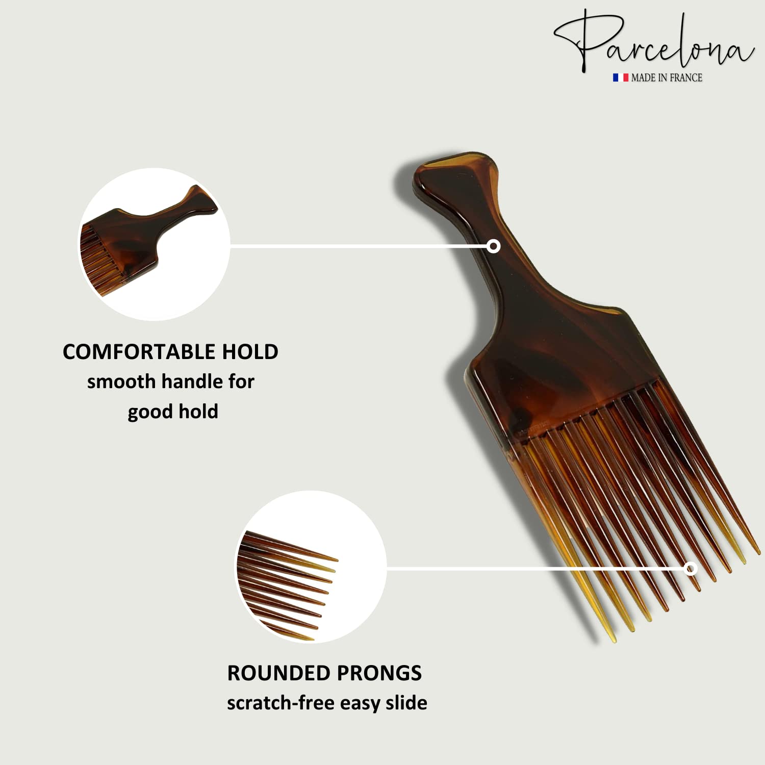 Parcelona French Afro Lift Shell Extra Large Cellulose Hairdressing Combs(2 Pcs)