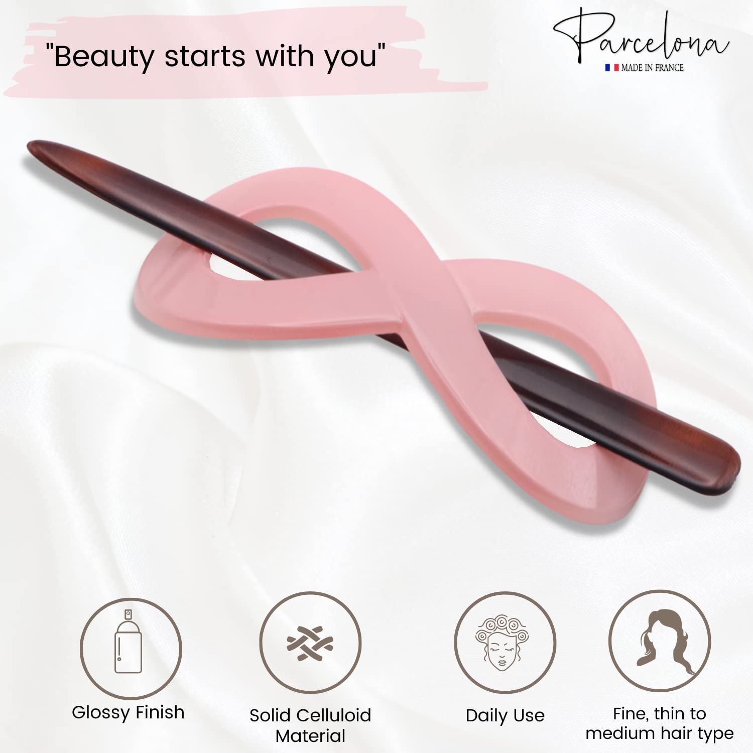 Parcelona French Infinity Medium Cellulose Hair Slider Bun Cover for Women