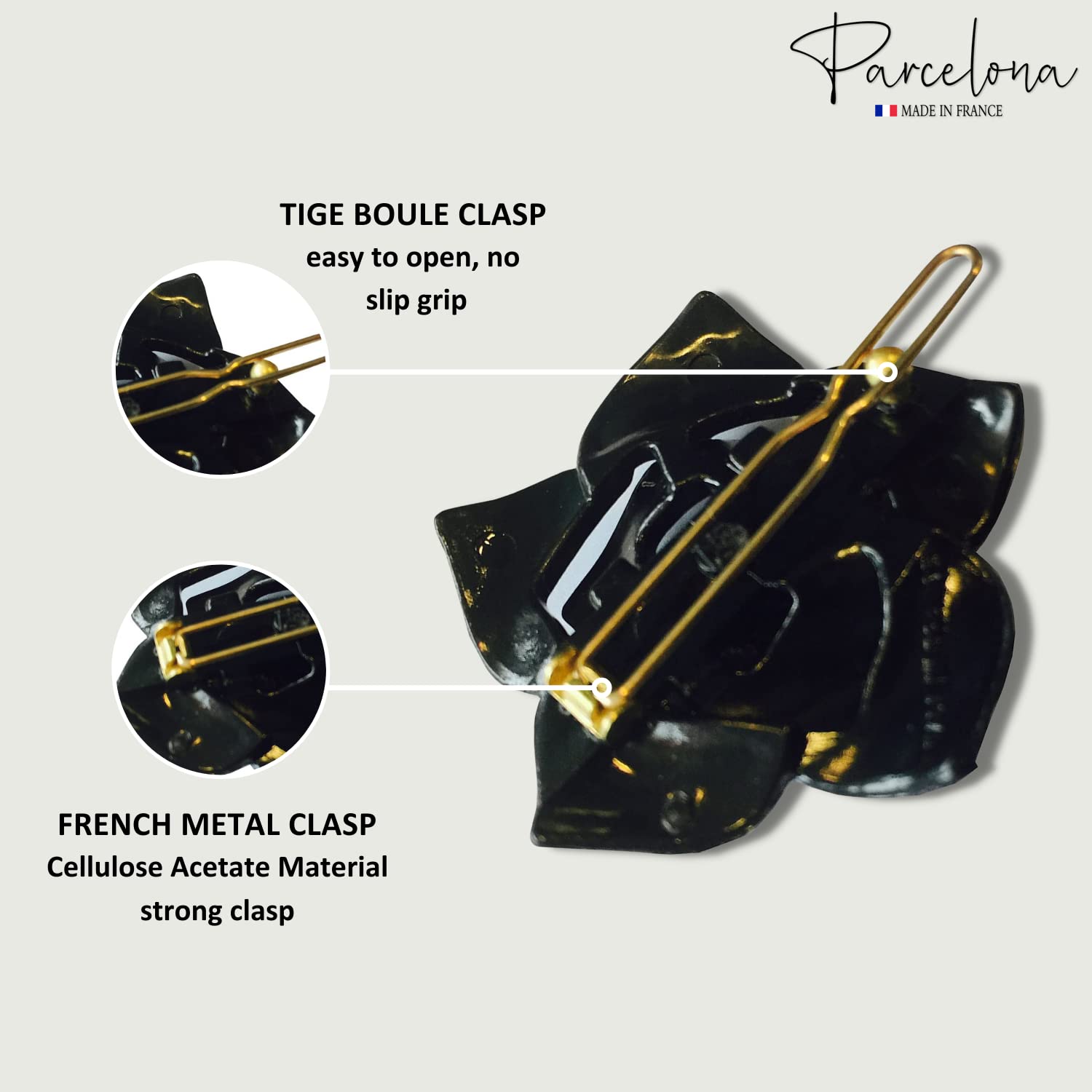 Parcelona French Flower Small 1.5" Cellulose Side Slide Snap Barrettes for Women