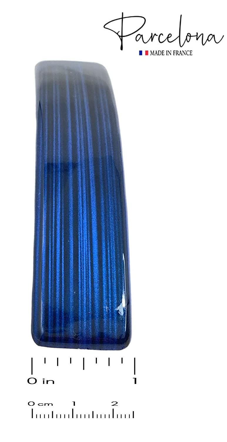 Parcelona French Black Streaks Dark Blue Large 4 1/4" Strong Grip Hair Clip Barrette