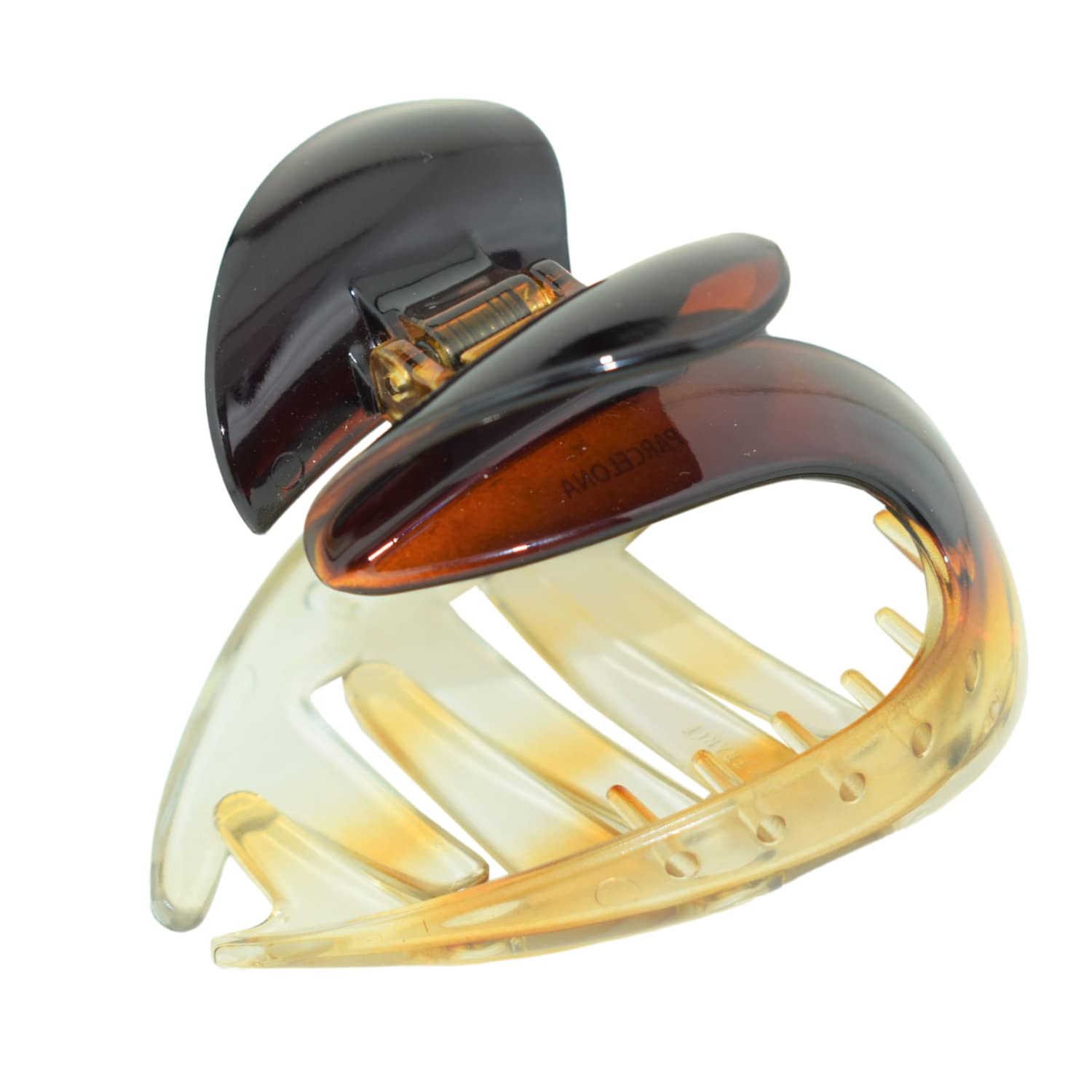 Parcelona French Heart Curve Clear N Shell Medium Cellulose Hair Claw