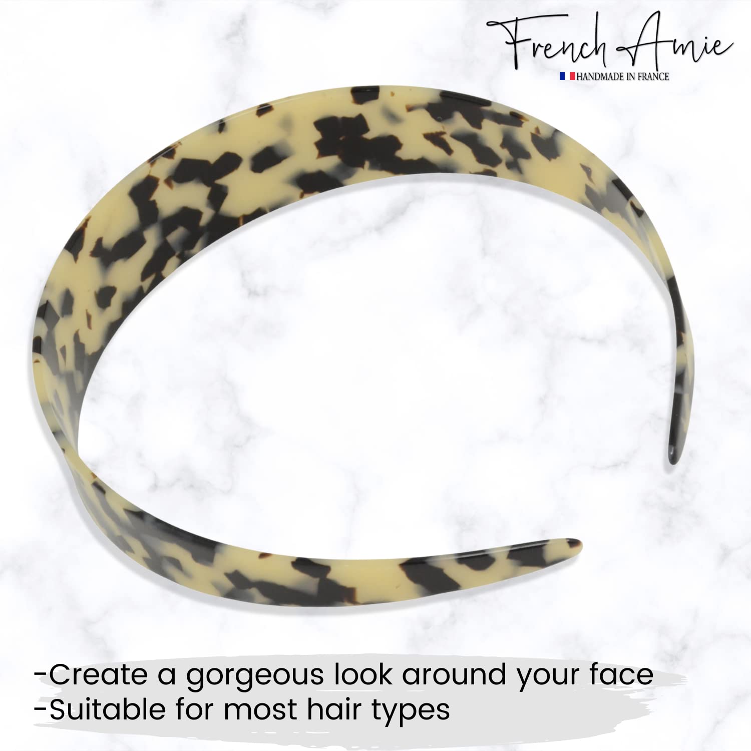 French Amie Ultracomfort Wide 1 1/4" Cellulose Handmade French Hair Headband
