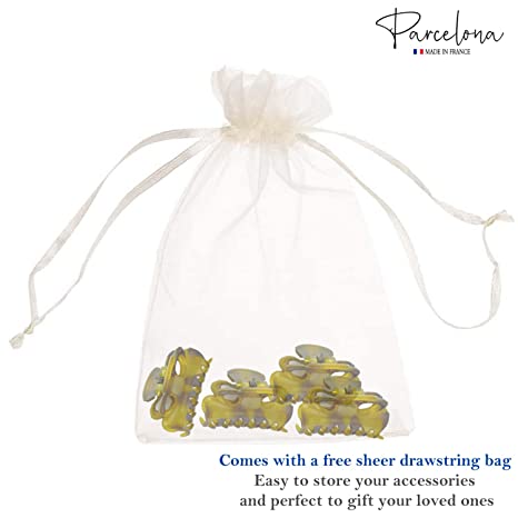 Parcelona French Petite Very Small Cellulose Set of 4 Hair Claws For Women