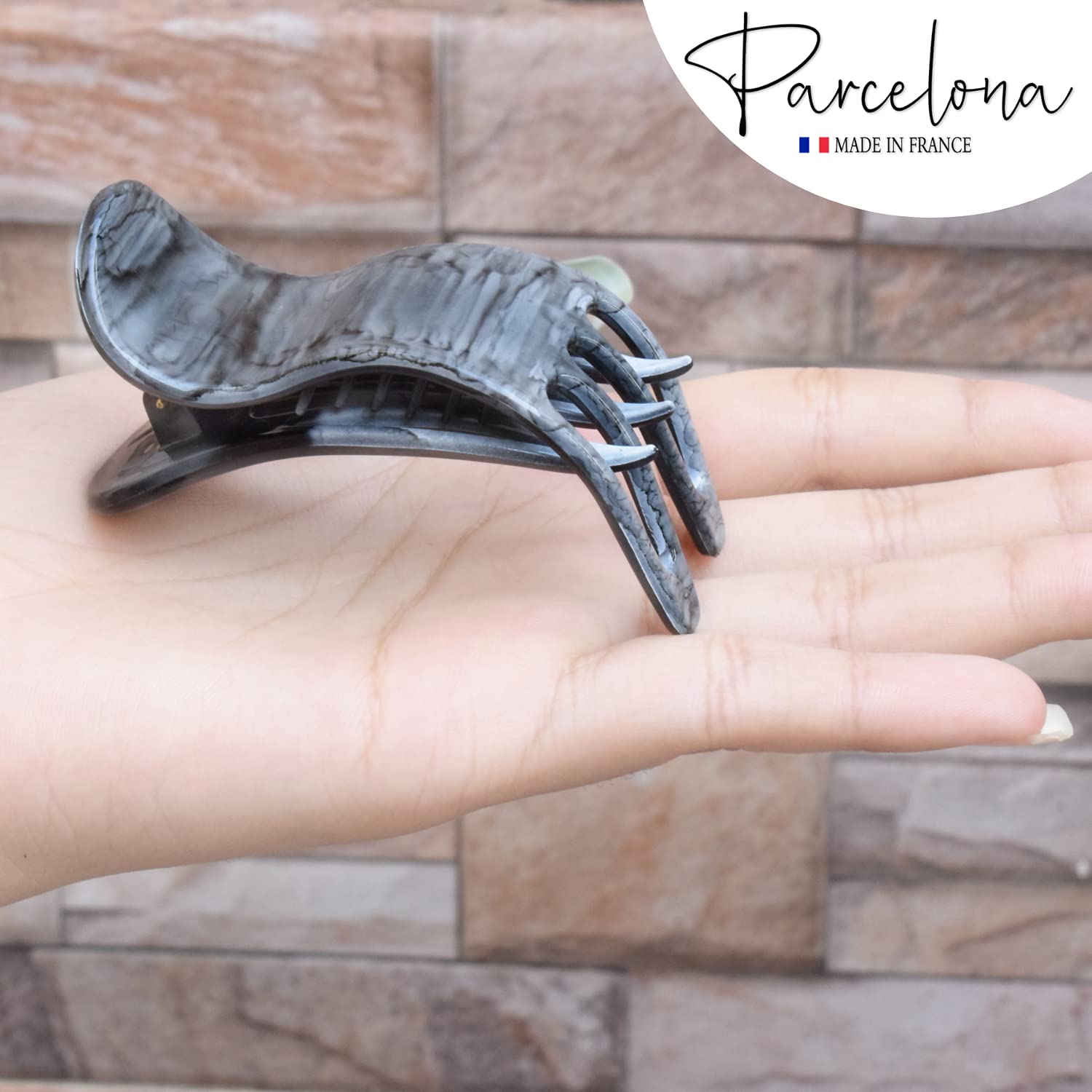 Parcelona French Simply Bear Paw Medium 3” Cellulose Hair Claw Clip for Women