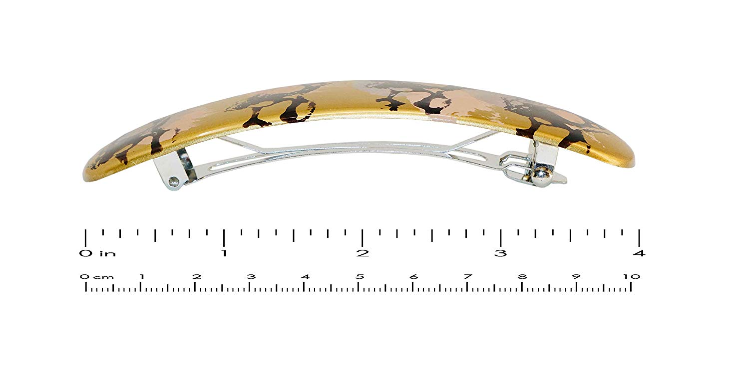 Parcelona French Golden Yellow Peach Hand Painted Cellulose Large Hair Barrette