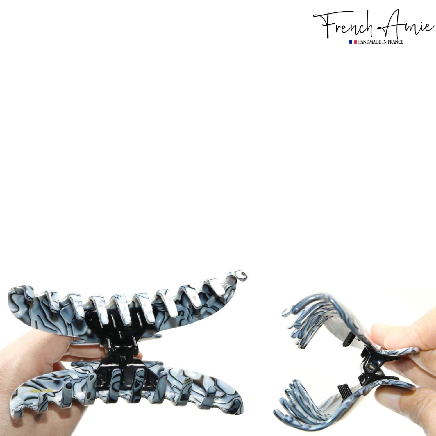 French Amie Contour Large 4 ¾” Cellulose Handmade Jaw Hair Claw Clip for Women
