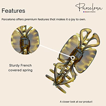 Parcelona French Glossy Belle Large Cellulose Hair Claw for Women