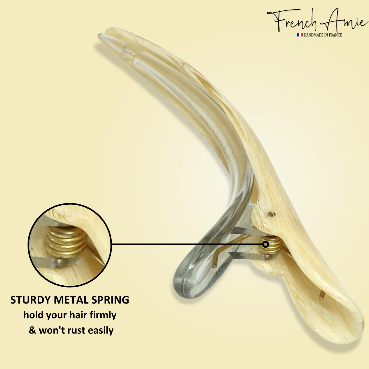 French Amie Large Brill Beak Handmade Salon Hinge Hair Side Slider