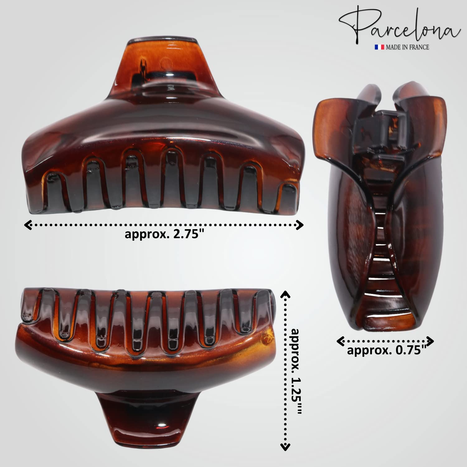 Parcelona French Elegant Medium 2 3/4" Cellulose Jaw Hair Claw Clip for Women