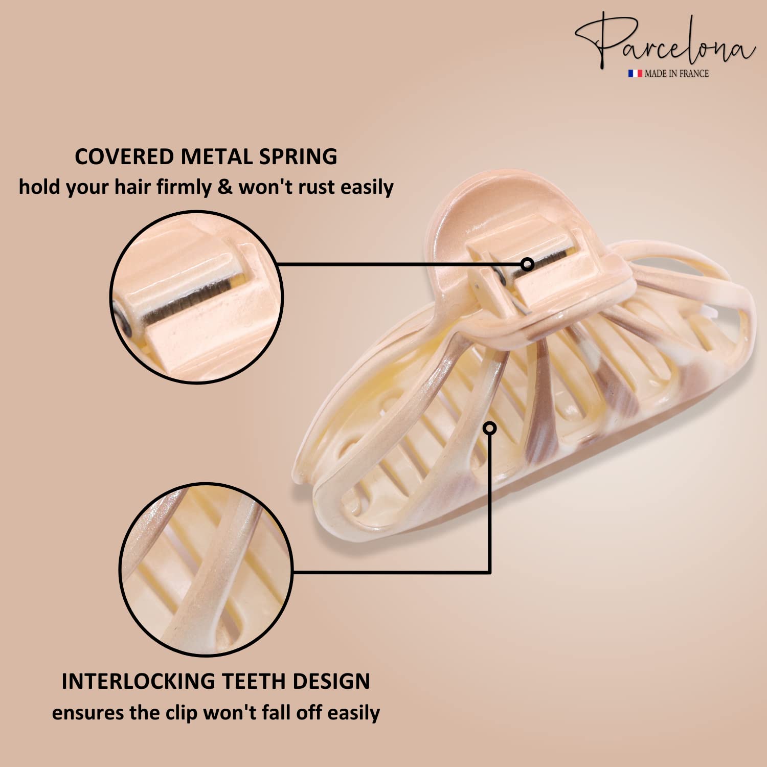 Parcelona French Rain Drop Small 2 3/4" Cellulose Jaw Hair Claw for Women