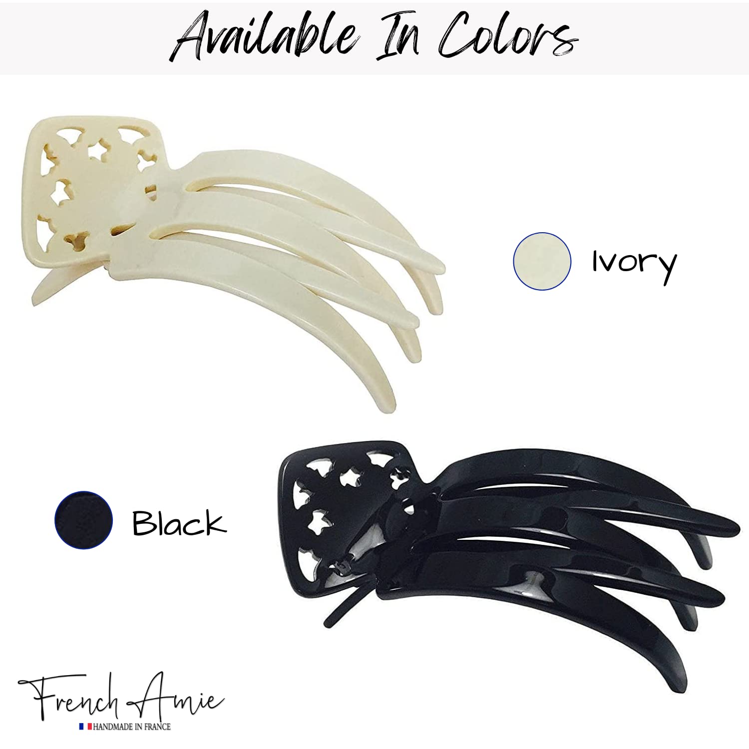 French Amie Medium 3" Handmade Cellulose Side Slider Pelican Hair Claw Clip