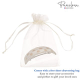 Parcelona French Large Curved Ivory Beige Hand Painted Hair Clip Barrette