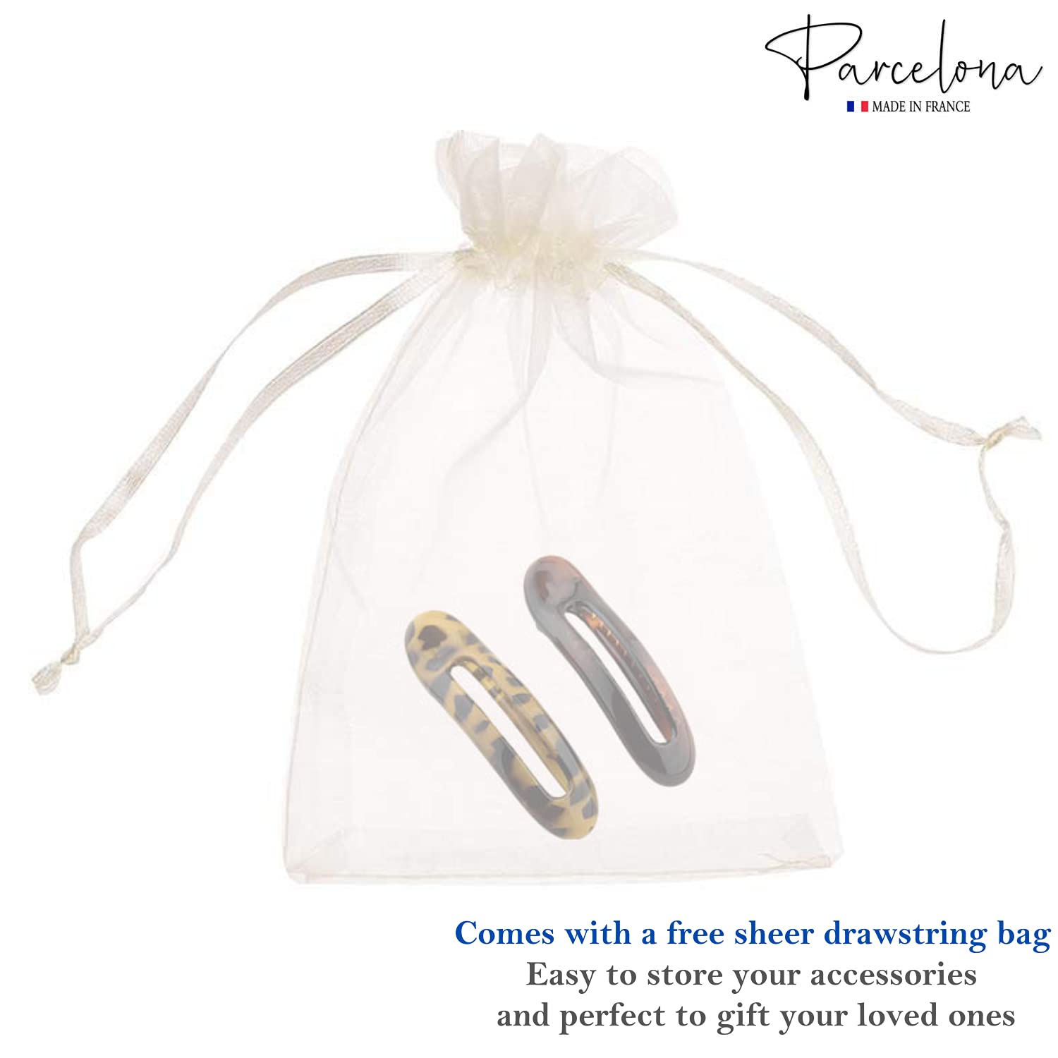 Parcelona French Oval Slider Large 4.75" Cellulose Side Hair Claw Clips(2 Pcs)