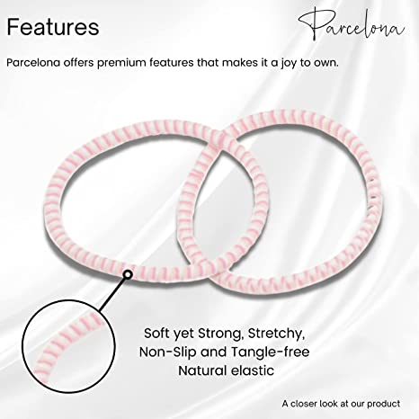 Parcelona Thin Stripes Set of 4 Ponytail Holder Elastic Hair Ties for Women