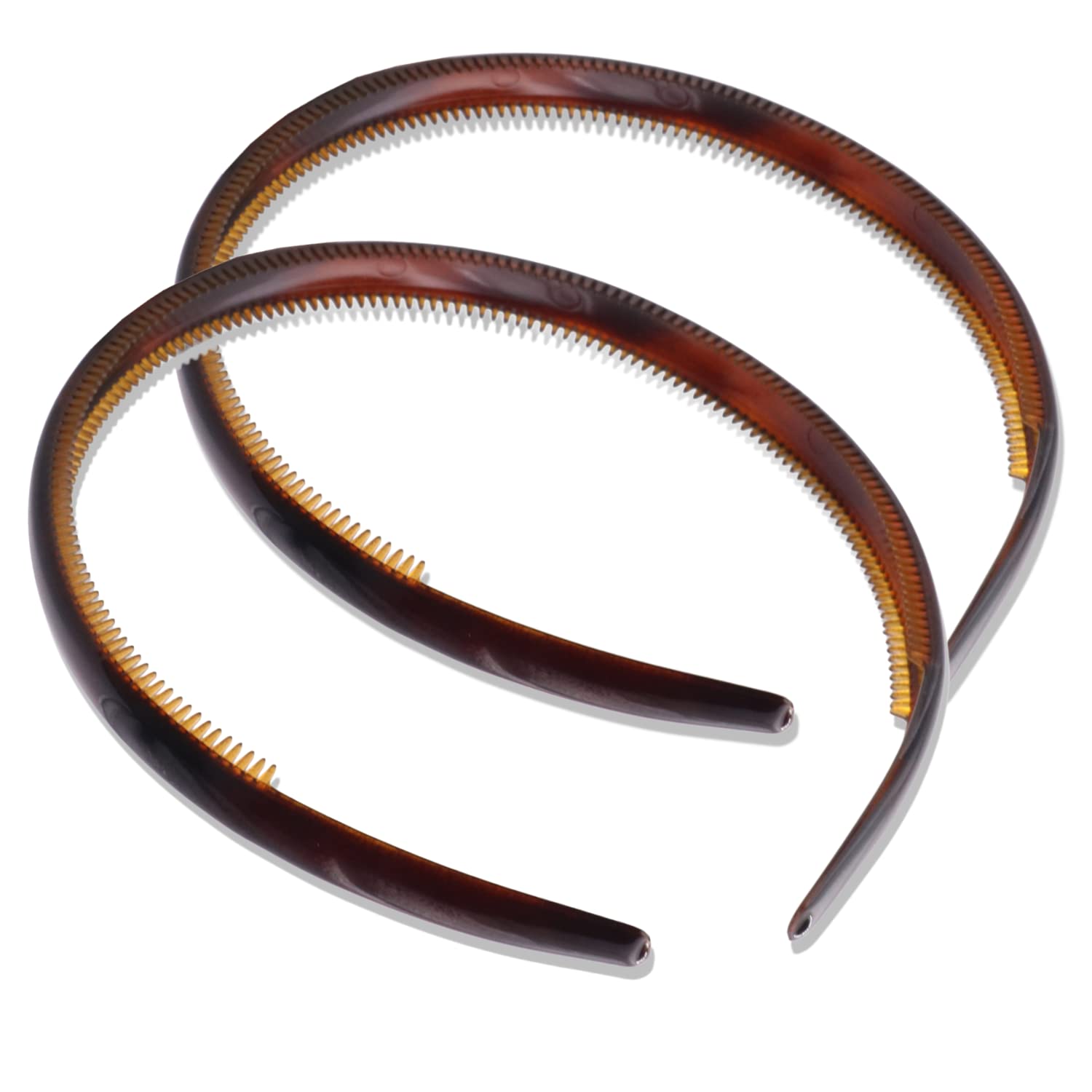 Parcelona French Narrow Thin Wide 1/2" Shell Cellulose Headband for Women 2 pcs