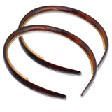 Parcelona French Narrow Thin Wide 1/2" Shell Celluloid Headband for Women 2 pcs
