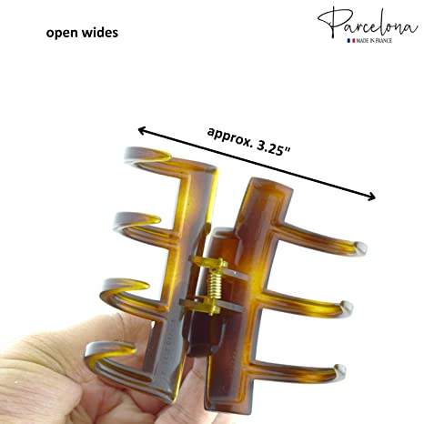 Parcelona French Jumbo Wide Medium Hair Claw Clips(Tortoise Shell Brown)
