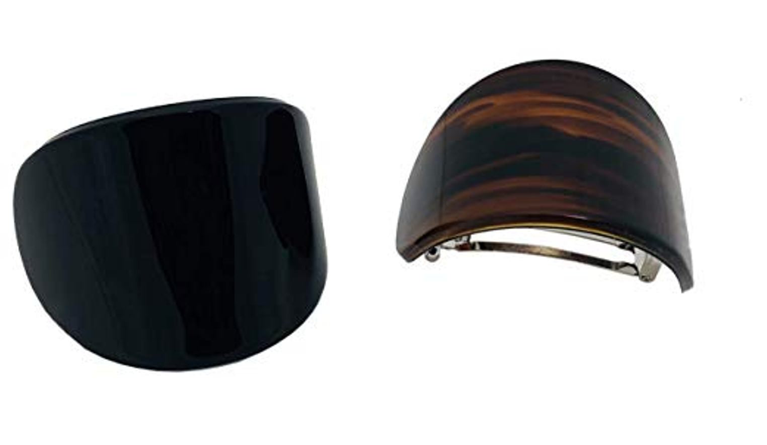 Parcelona French Curved Wide Adjustable Cellulose Hair Barrettes for Women