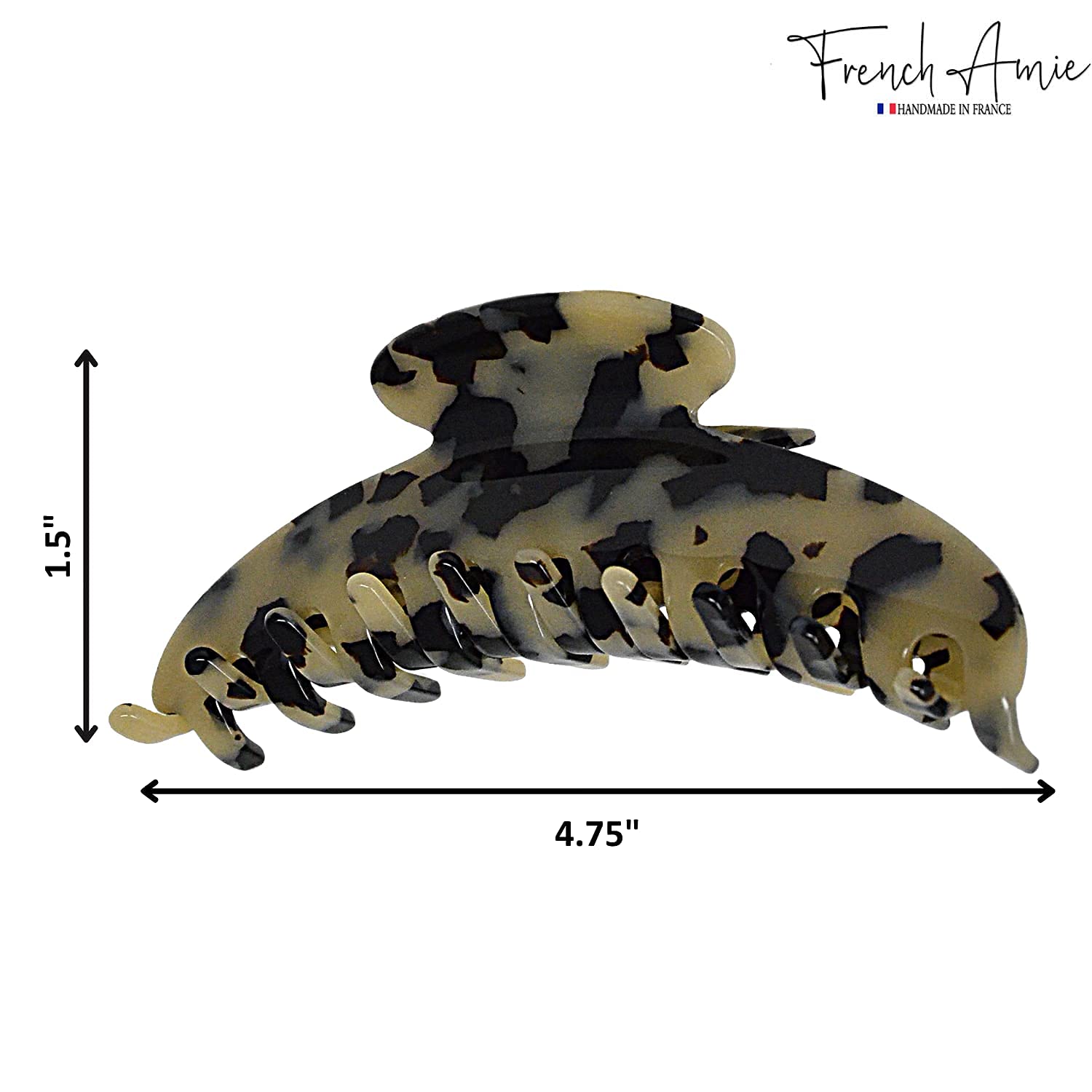 French Amie Contour Large 4 ¾” Cellulose Handmade Jaw Hair Claw Clip for Women