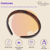 Parcelona French Narrow Thin Wide 1/2" Shell Celluloid Headband for Women 2 pcs