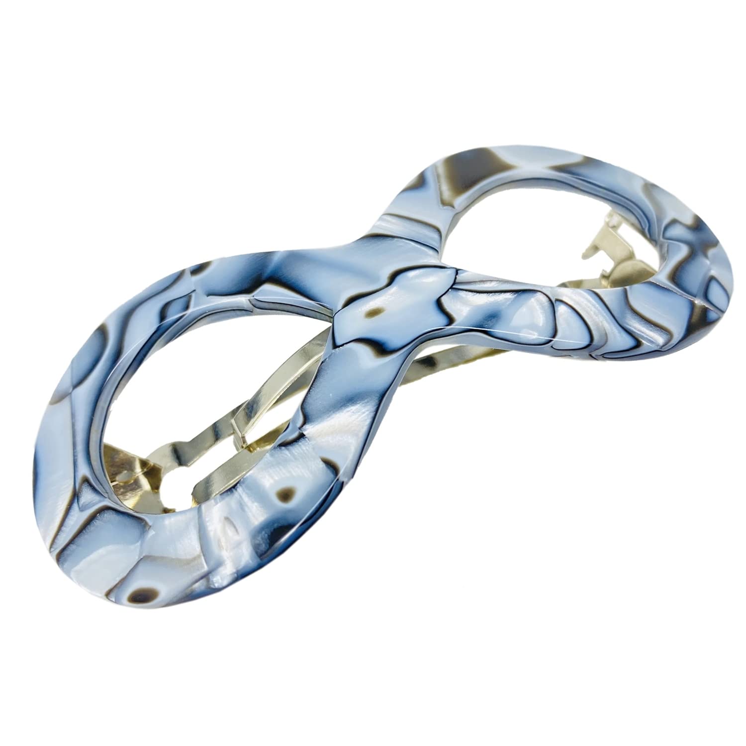 French Amie Infinity Loop 3” Cellulose Handmade Automatic Hair Barrette
