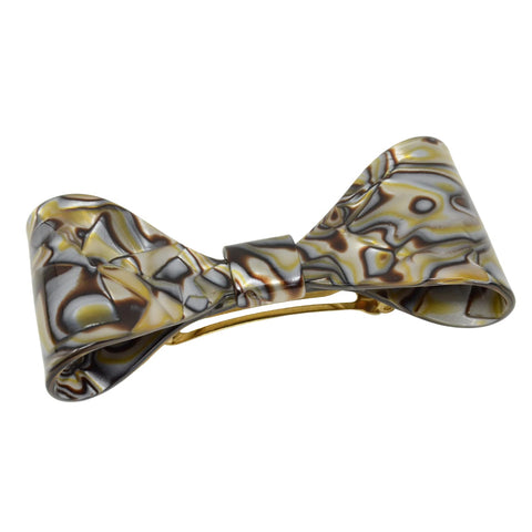 French Amie Bow Onyx Jumbo Extra Large Celluloid Handmade Hair Clip Barrette