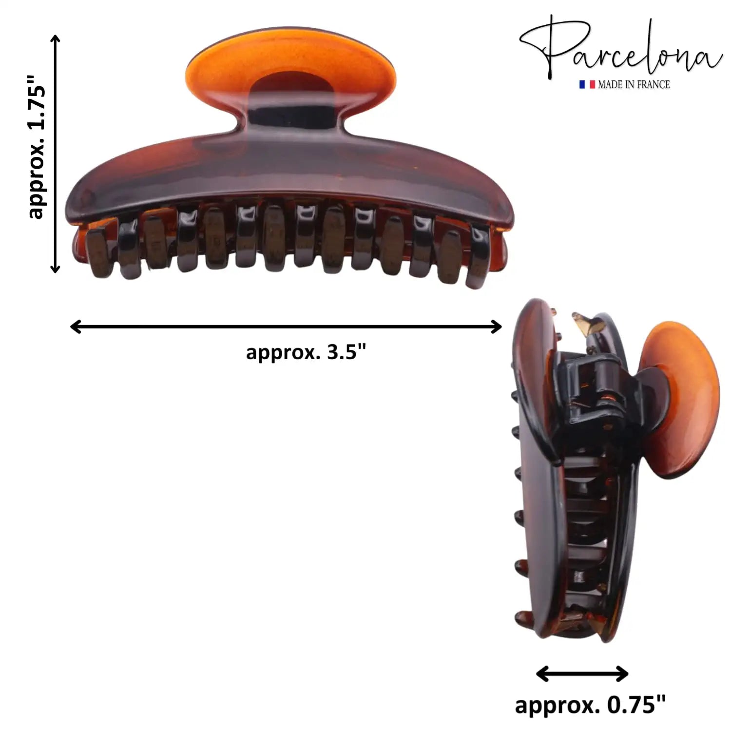 Parcelona French Glossy Oval Medium 3.5" Cellulose No Slip Hair Claw for Women
