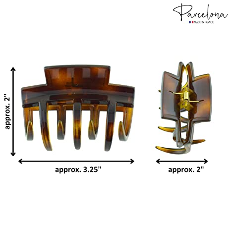 Parcelona French Jumbo Wide Medium Hair Claw Clips(Tortoise Shell Brown)