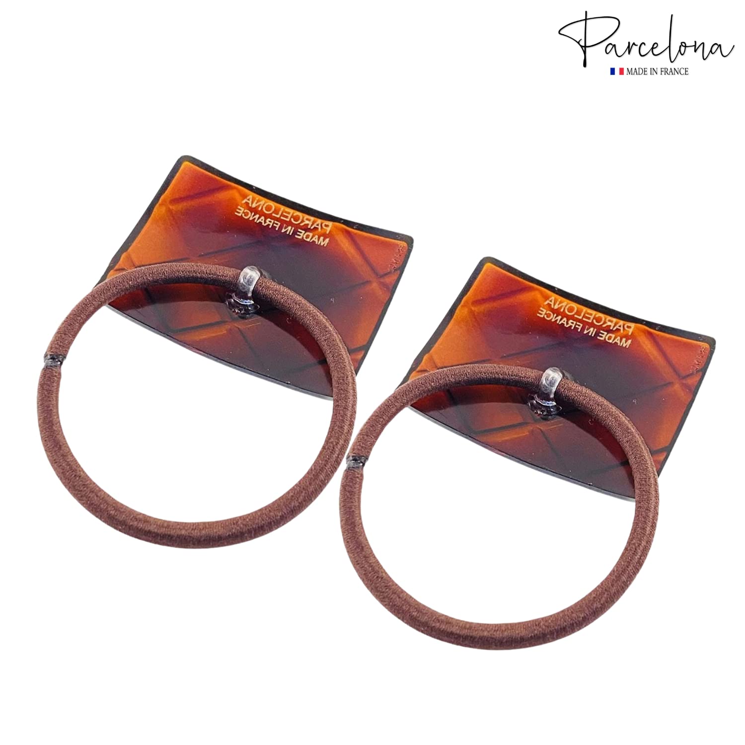 Parcelona French Quilted Rectangle Shell Elastic Flexible Hair Ties