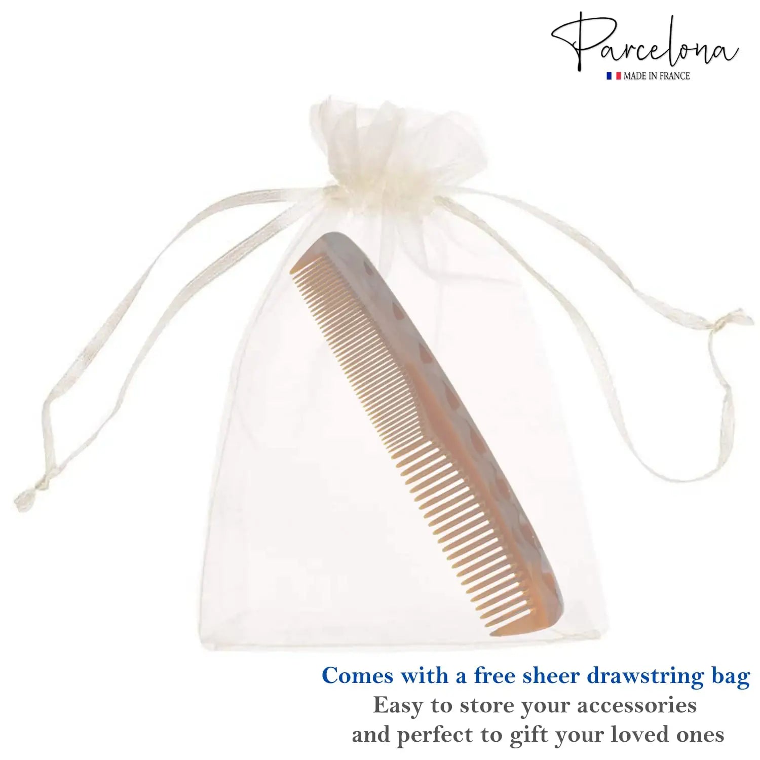 Parcelona French Sleek Wide Long 8" Tortoise Shell Cellulose Hair Comb for Women