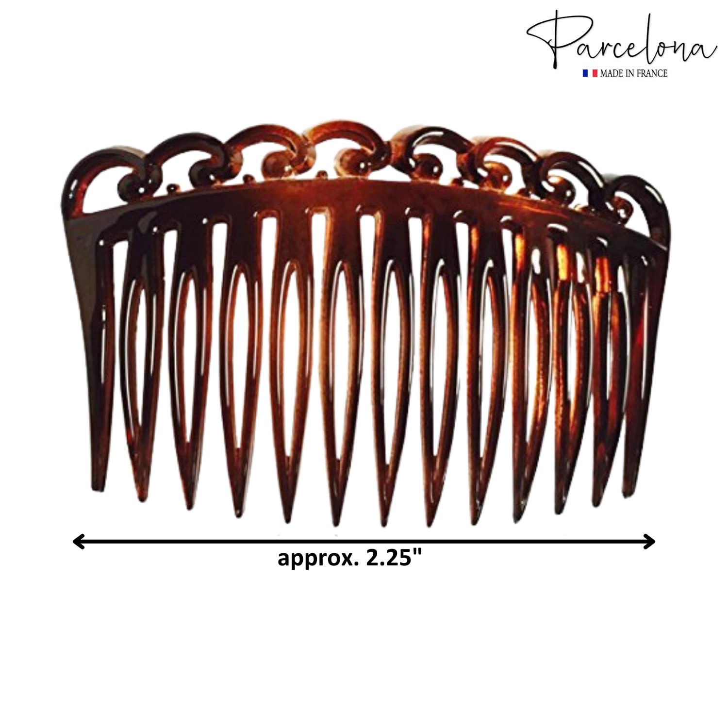 Parcelona French Swirl Savana Small Cellulose Set of 2 Side Hair Combs for Women