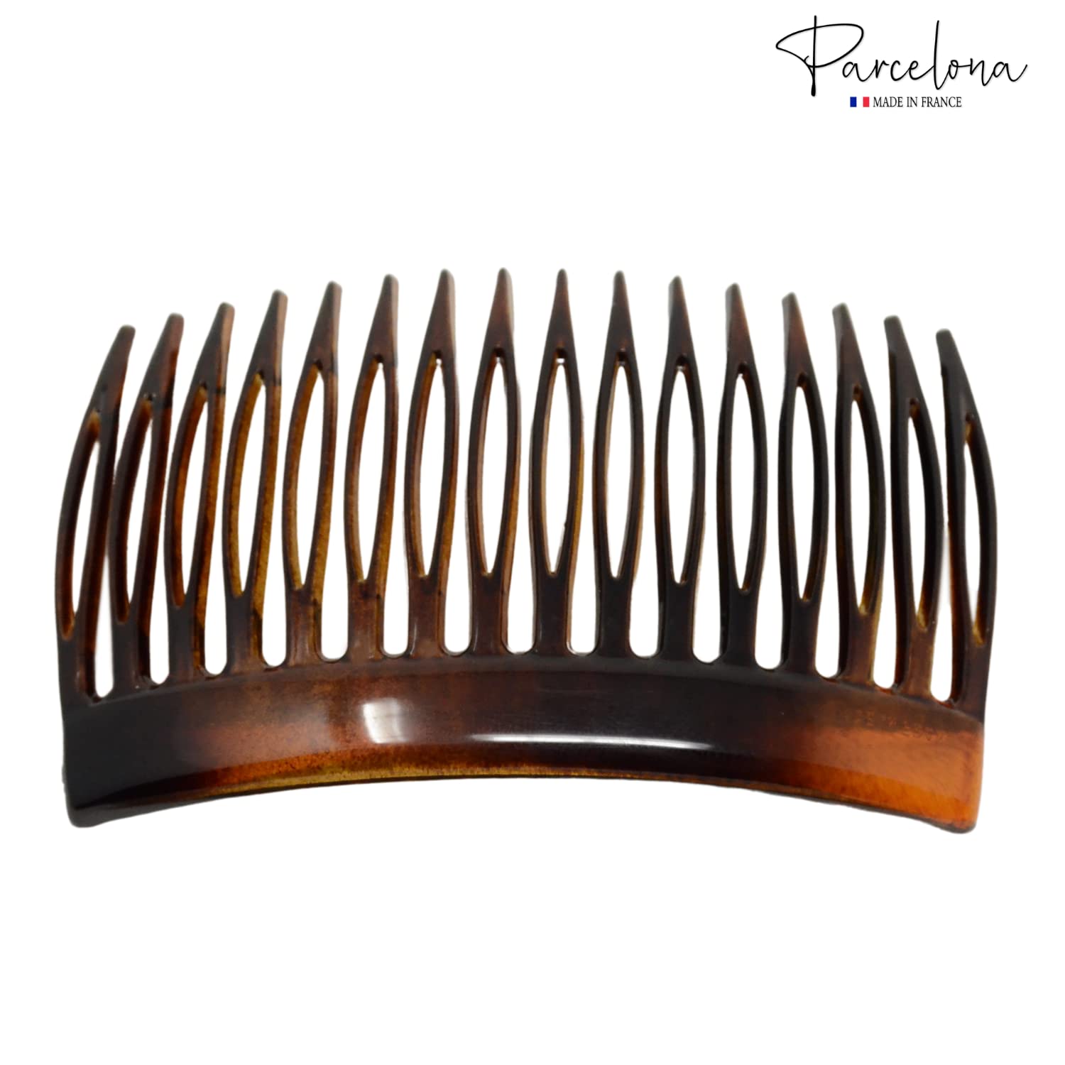 Parcelona French Glossy Shell Medium Cellulose 16 Teeth Side Hair Combs (2 Pcs)