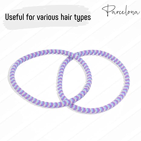 Parcelona Thin Stripes Set of 4 Ponytail Holder Elastic Hair Ties for Women