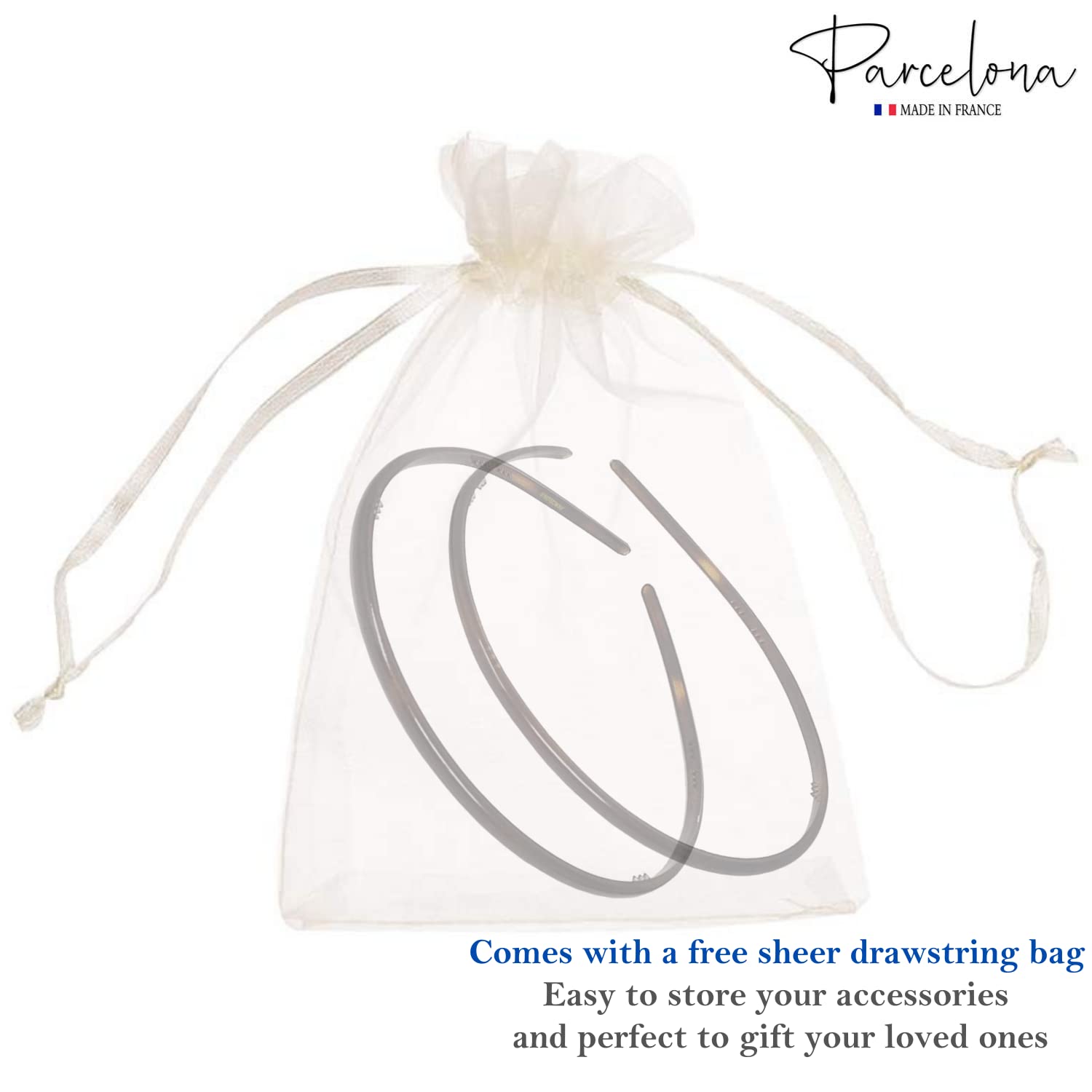 Parcelona French Ultra Thin Brown Cellulose Set of 2 Flexible Hair Headband