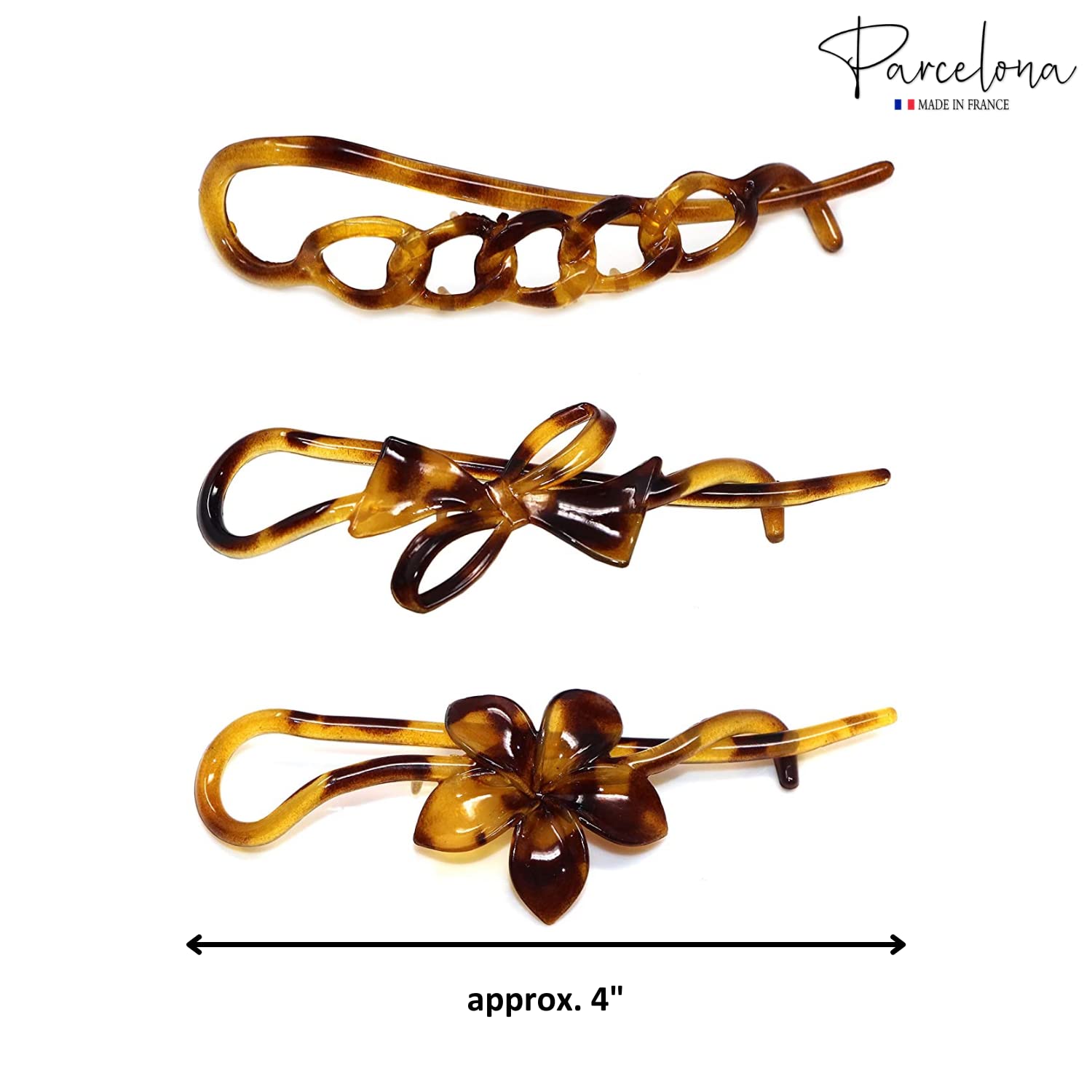 Parcelona French Large Twist N Clip Flower Bow Chain Hair Clip Barrettes