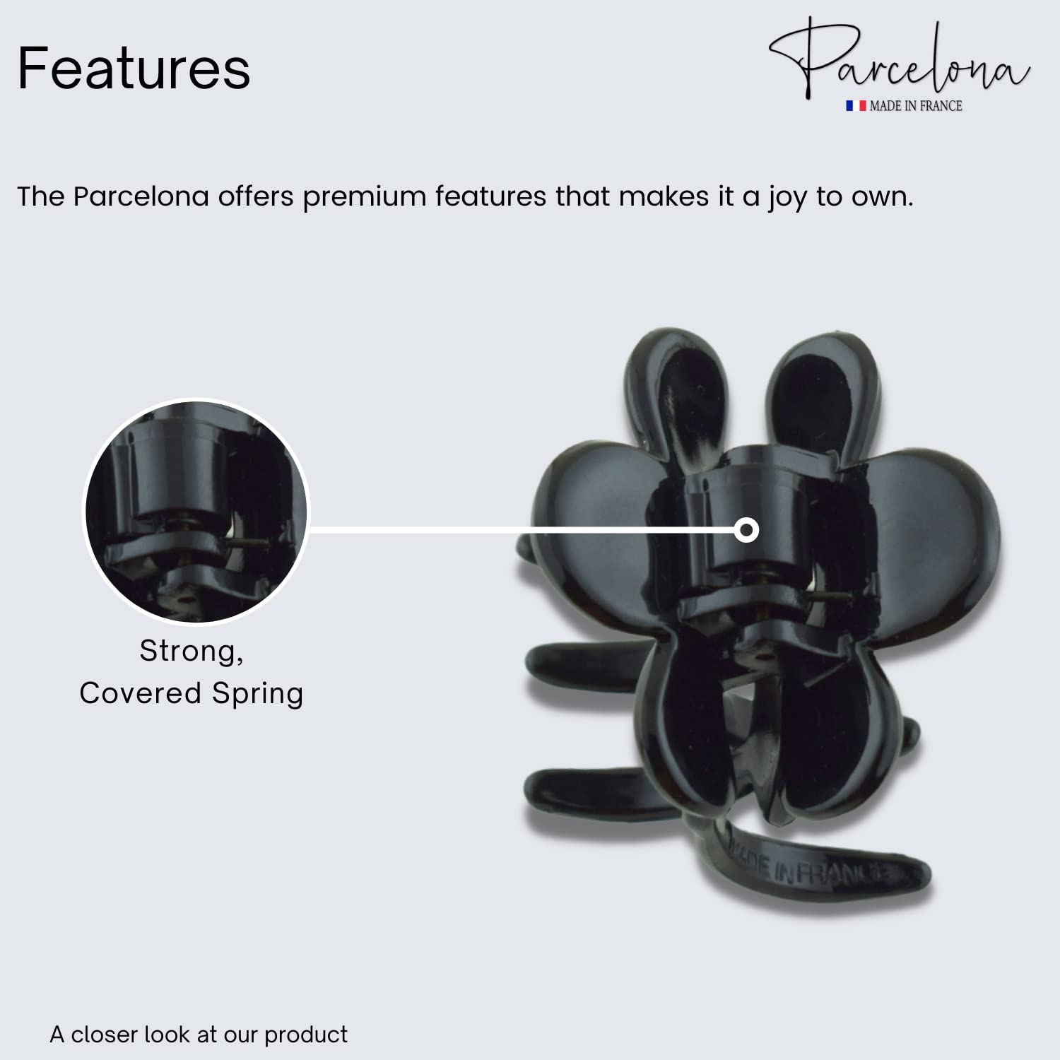Parcelona French Belle Fleur Small 1 1/2" Cellulose Jaw Hair Claw for Women