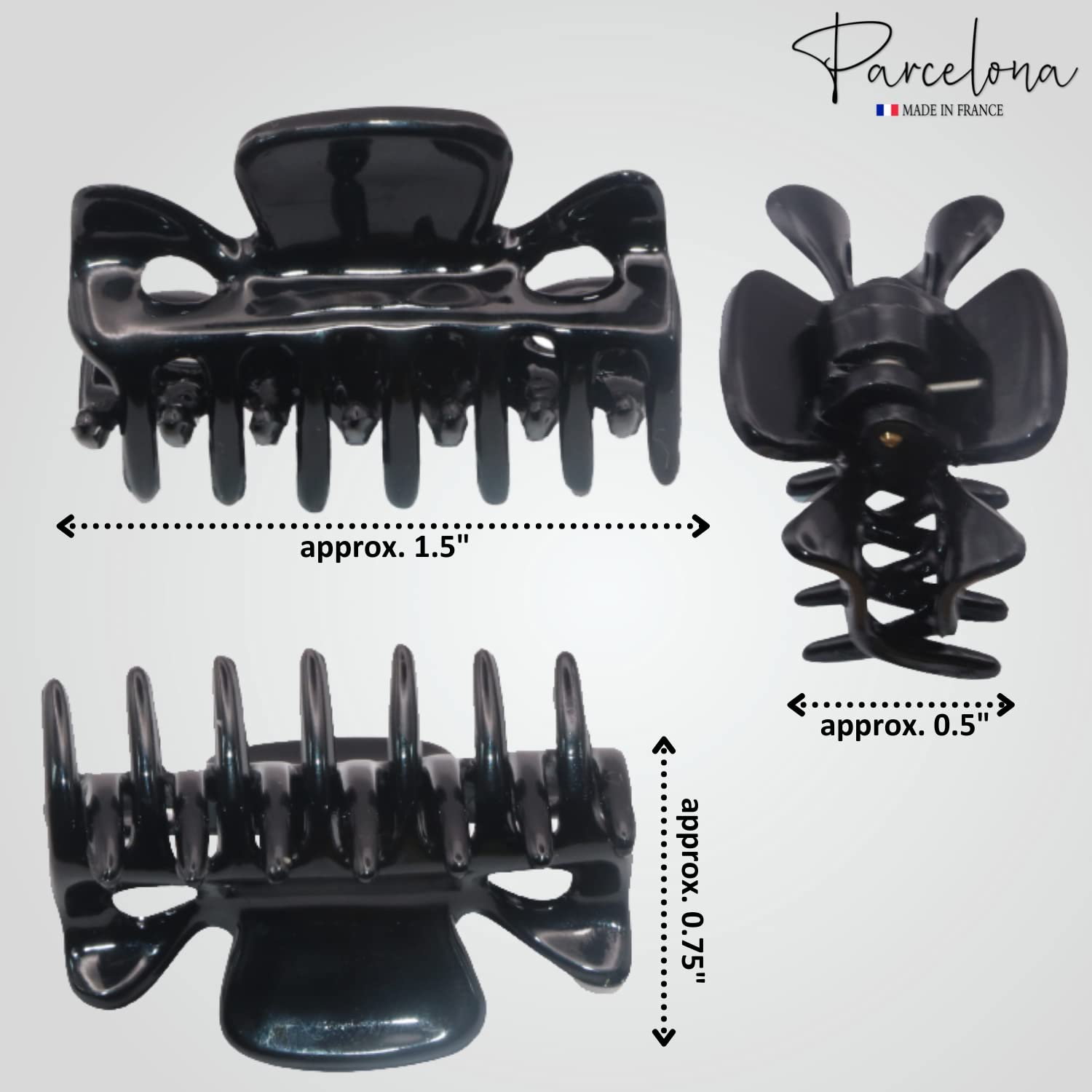 Parcelona French Classic Small 1 1/2" Cellulose Acetate Set of 2 Hair Claws