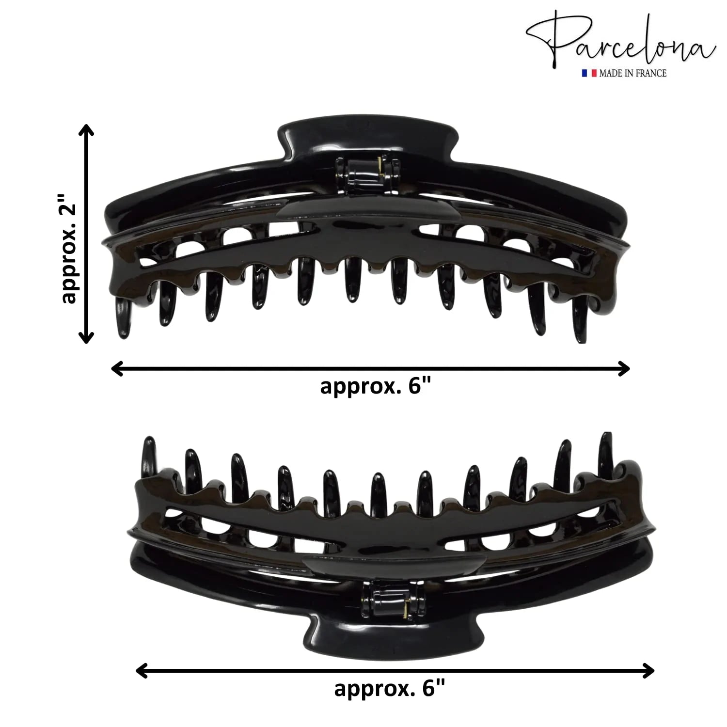 Parcelona French Bend Narrow Extra Large Jumbo Black Jaw Hair Claw Clip