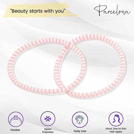 Parcelona Thin Stripes Set of 4 Ponytail Holder Elastic Hair Ties for Women