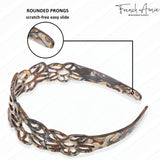 French Amie Flower Wide 1 1/2" Celluloid Handmade Flexible Headbands