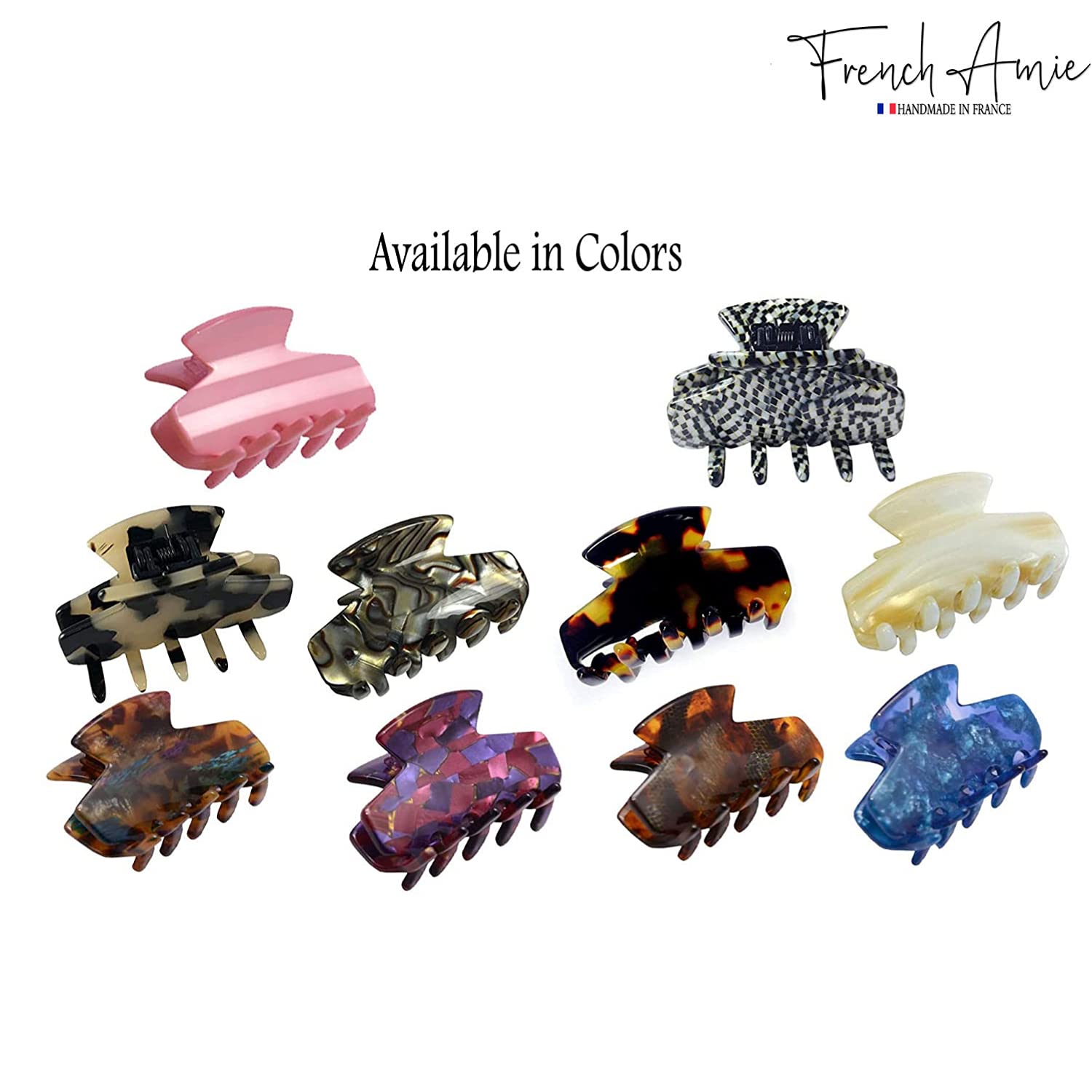 French Amie Chic Small Handmade Cellulose Acetate Jaw Hair Claw Clips