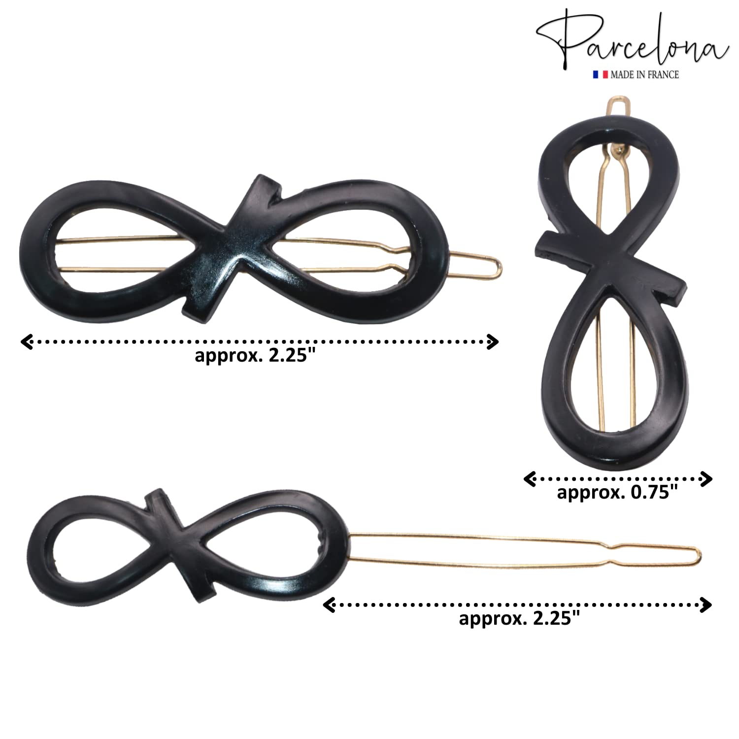 Parcelona French Ribbon Knot Infinity Small Cellulose Hair Barrettes for Women