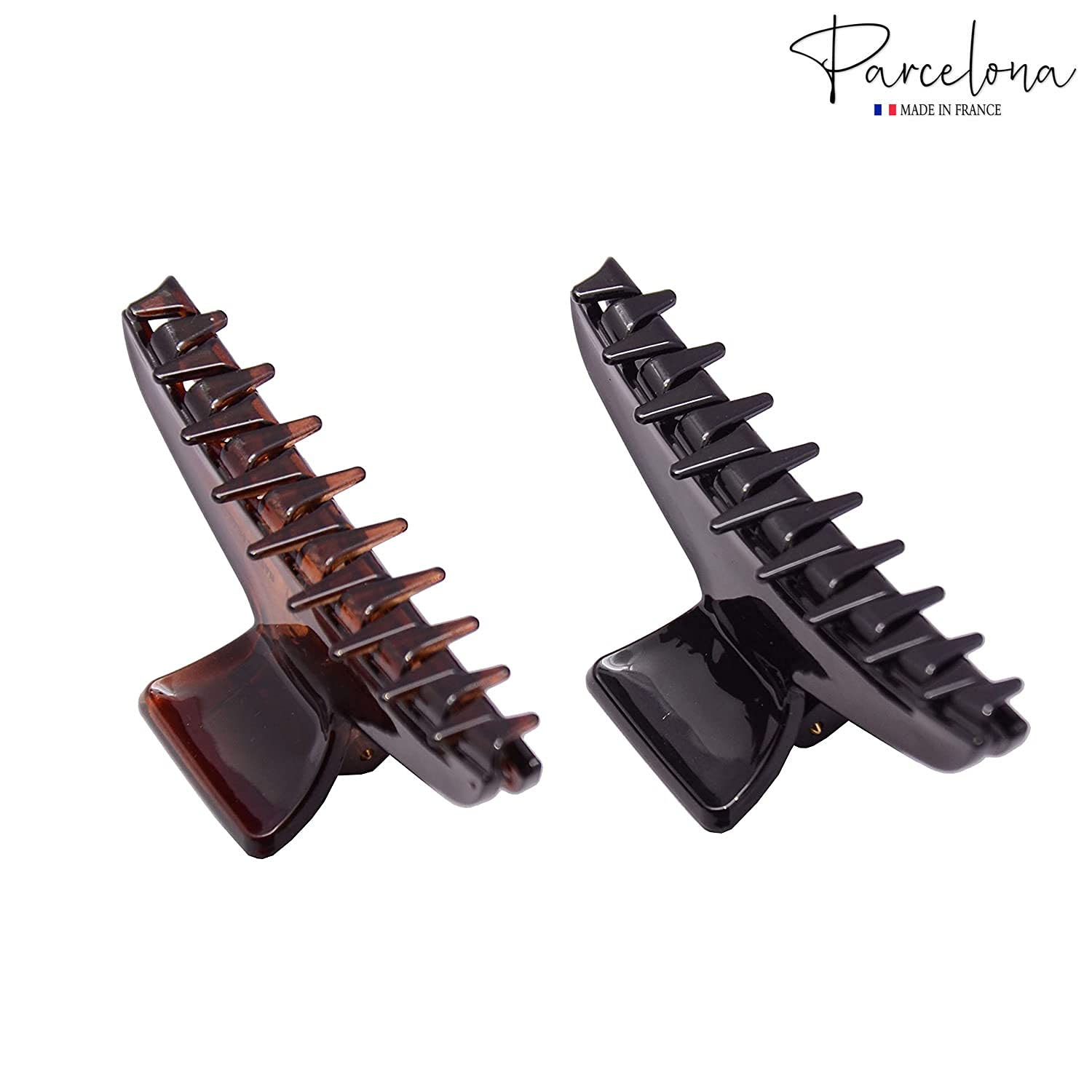 Parcelona French Pinch Tortoise Shell and Black Cellulose Hair Claws for Women