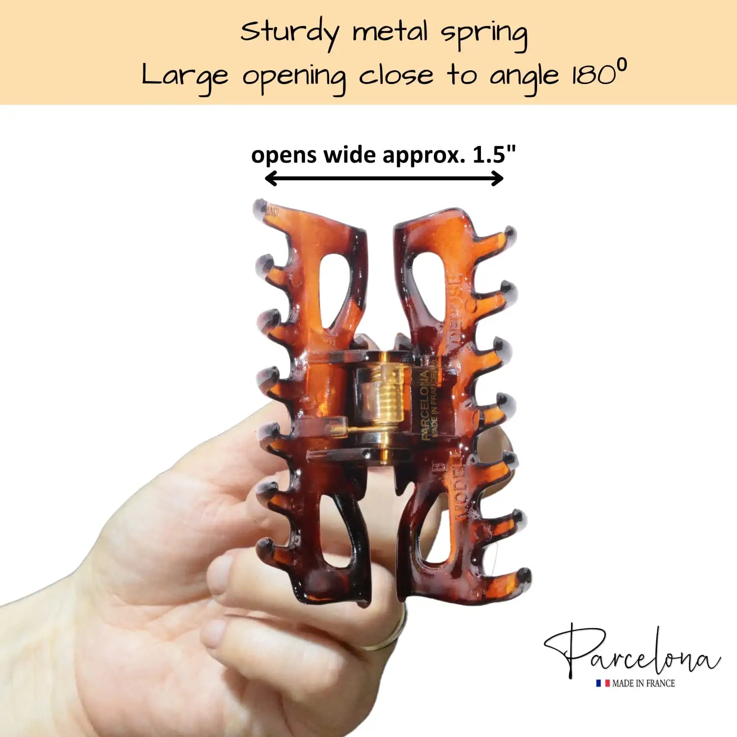 Parcelona French Classic Small 2.5" Celluloid Set of 2 Jaw Hair Claws for Women